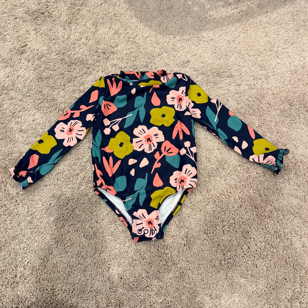 Carter's Navy and Pink Floral Swimsuit